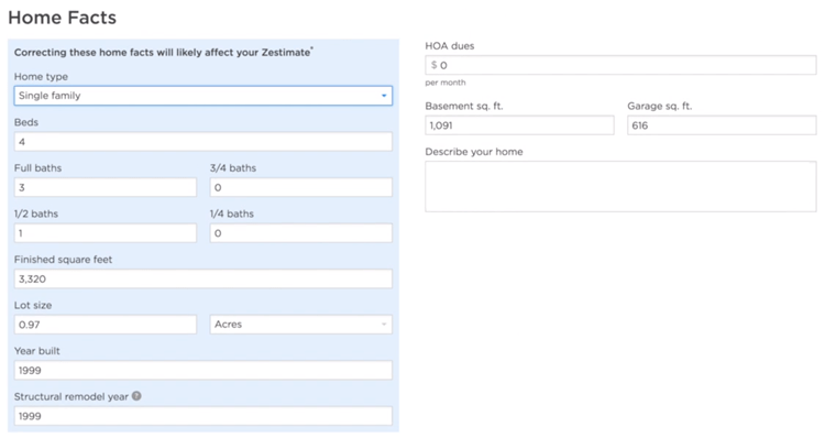 更改您的 Zestimate