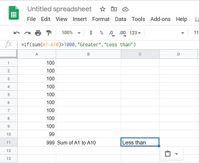 google sheet if then statement