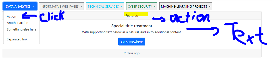 ASP.NET Core Web App 项目(下拉按钮、处理单击操作、显示在带有标题的卡片上